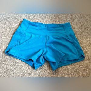 lululemon blue speed up shorts